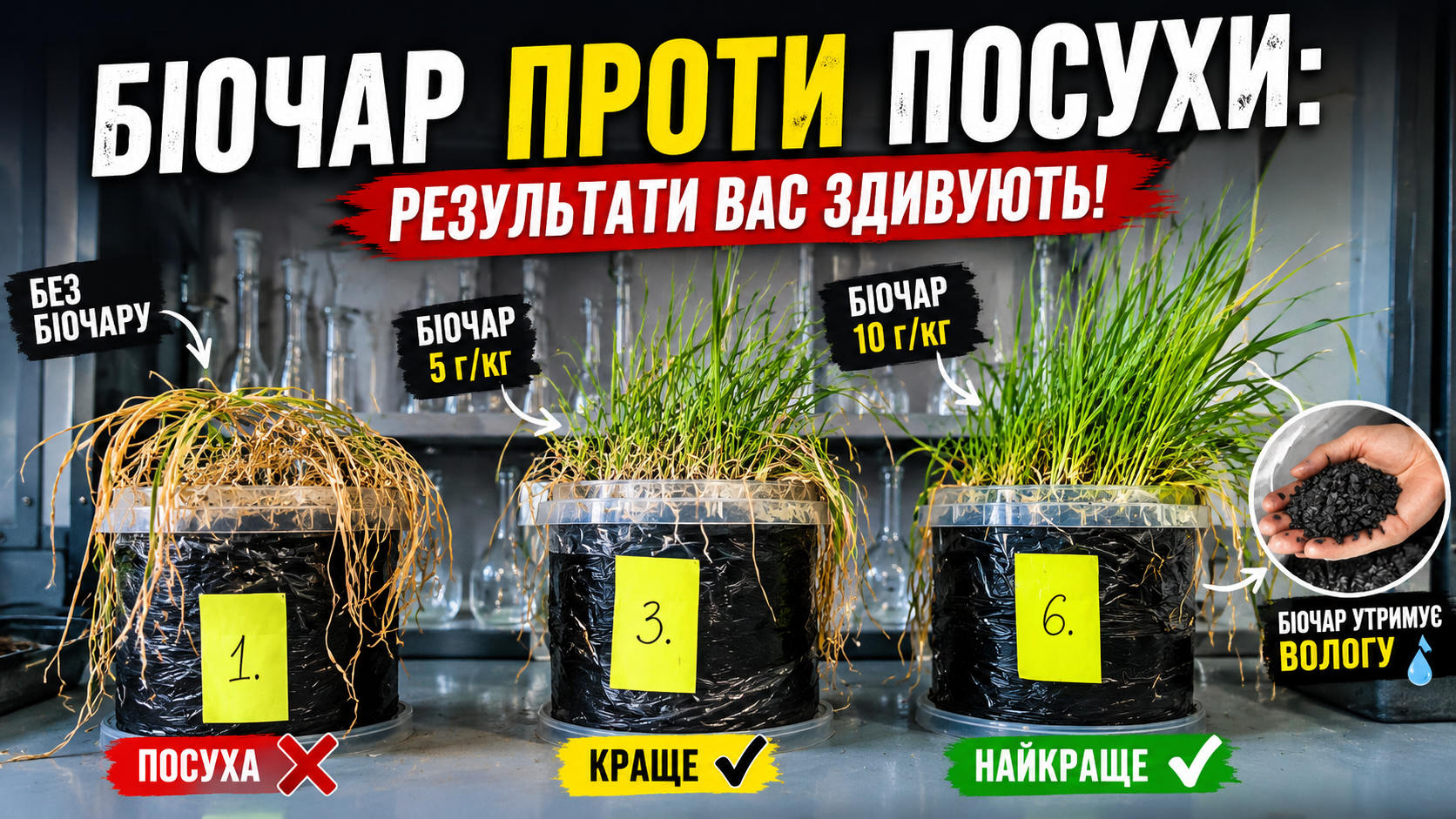Біочар проти посухи: результати вас здивують!